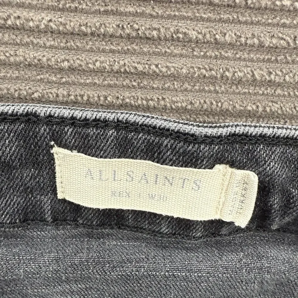 AllSaints Rex Jeans‎ Men 30/26 Gray Cotton Button Fly Distressed Designer.